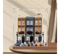 Caja expositora de acrílico transparente a prueba de polvo, compatible con Lego 76408 Grimaud Square, caja de almacenamiento, vitrina (solo caja expositora) (base de madera de 2 mm)