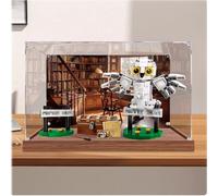 Caja expositora de acrílico transparente a prueba de polvo, compatible con LEGO 76425 Hedwig Owl modelo caja expositora, caja de almacenamiento, vitrina (solo caja expositora) (base de madera + fondo