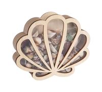 Caja expositora de conchas marinas, soporte de colección de estrellas de mar, caja de almacenamiento hecha a mano con forma de concha para lugar de trabajo, apartamento, baño, dormitorio, dormitorio