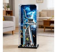 Caja expositora de figuras para LE-GO para 76269 para Ma-rvel Ave-ngers Tower Acrílico a prueba de polvo fondo pintado transparente caja de almacenamiento (solo vitrina) (3 mm)