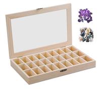 Caja expositora de muestras, organizador de madera maciza con 27 compartimentos para rocas, minerales, cristales, piedras preciosas, estuche de almacenamiento coleccionable perfecto, 28 x 18 x 3,5 cm