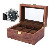 Caja Expositora de Relojes de Madera, Elegante Caja de Almacenamiento de Relojes de 3 Rejillas con Ventana Transparente para Uso Doméstico, 6,5 X 4,3 X,1 Pulgadas