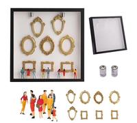 Caja Expositora Tipo Vitrina Para Mini-Museo, Con Siluetas, Marcos Dorados Y Figuritas, Kit De Bricolaje Para Exhibir Fotos Y Recuerdos Familiares, Ideal Para Aniversarios Y Decoración Del Hogar,Negro