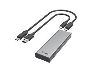 Caja Externa - HAMA - M.2 SATA y NVMe - USB 3.2 Gen 2 - Aluminio Negro - Plug & Play