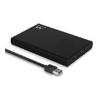 Ewent Carcasa Disco Duro 2.5",USB Tipo A 3.2 Gen1 (USB 3.0) hasta 5Gbit/s,Carcasa Disco Duro Externo,Carcasa SATA III/UASP,Carcasa para SSD hasta 9.5mm de ABS,Sin Herramientas/Sin Tornillos,Negro