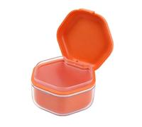 Caja Ferula Dental, Caja de Prótesis con Colador, Funda Aparato Dental Ortodoncia, Retainer Cleaner Case para prótesis dentales y aparatos ortopédicos (Naranja)