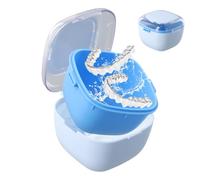 Caja Ferula Dental con Filtro, Caja Aparato Dental para Dentaduras Postizas, Funda Ferula Dental Portátil, Retenedor Dental y Ortodoncia, Caja de Baño Limpieza - Azul