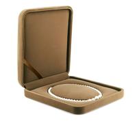 Caja for collar de perlas, caja de terciopelo for guardar perlas de menos de 1 cm, estuche marrón for joyas con hebillas de herraje. Embalaje para regalo