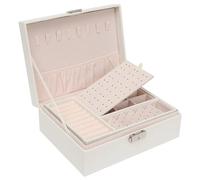Caja for joyas, caja for anillos, joyeros y embalaje con organizador de almacenamiento cuero PU estuche maquillaje Para Joyas(White)