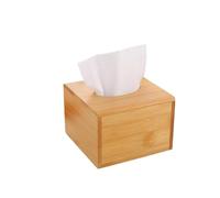 Caja for pañuelos de papel madera Retro, organizador almacenamiento creativo for sala estar y comedor, bambú(Open the lid of the small square box)