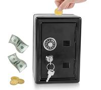 Caja Fuerte alcancía, Caja fuerte de ahorro con contraseña y 2 Llaves Caja fuerte portatil caudales para guardar de forma segura dinero, objetos de valor y otros objetos importantes(Negro)
