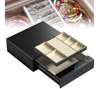 Caja Fuerte Biométrica de Cajón, Apertura Automática Motorizada (W464mm) | Acceso por Huella o Código PIN, Pantalla Táctil de Vidrio, Bandejas de Joyas Extraíbles para Objetos de Valor