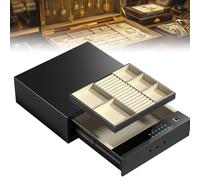 Caja Fuerte Biométrica Deslizante para Armario de Dormitorio (W480mm) | Acceso por Teclado Numérico, Pantalla Táctil de Vidrio, Apertura Motorizada, Bandejas de Joyas Extraíbles
