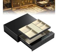 Caja Fuerte Biométrica Deslizante para Armario de Dormitorio (W580mm) | Acceso por Teclado Numérico, Pantalla Táctil de Vidrio, Apertura Motorizada, Bandejas de Joyas Extraíbles
