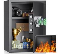 Caja fuerte, BlackSmith safe para el hogar grande 35x31x50 cm, con huella dactilar biométrica digital y doble advertencia, bolsa ignífuga, caja fuerte de pared para muebles, oficina y hotel