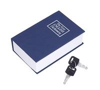 Caja fuerte, caja de ahorro de dinero, forma de libro de simulación, caja de almacenamiento decorativa para dormitorio, sala de estar, oficina, placa de acero, plástico, cerradura de llave (azul)