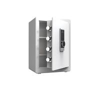 Caja fuerte cerradura llave, caja fuerte biométrica huellas dactilares, estante extraíble/montaje pared, for documentos pasaporte, joyería y medicina(White,40x33x60cm)