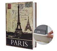 Caja fuerte de libro de diversión de papel real para almacenamiento, diccionario caja fuerte secreta con cerradura de código/llave, caja fuerte oculta de libro que se abre (llave M, París)