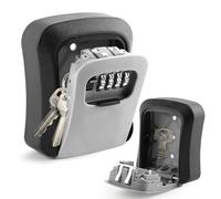 Caja Fuerte de Llaves Exterior,Caja de Seguridad para Llaves, Caja Fuerte Llaves Exterior con código de 4 dígitos,para Guardar de Forma Segura Llaves,Llaves de Coche,Tarjetas de Crédito(Gris)