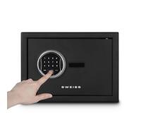 Caja fuerte electrónica SWEISS SXT6820, capacidad 8L, acero, segura con huella dactilar y código, pantalla digital, llave de emergencia, USB Tipo-C, iluminación LED, color negro