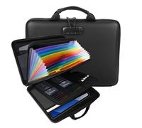 Caja Fuerte Ignífuga con Cerradura, Bolsa de Documentos Ignífuga Caja Ignifuga Documentos Rígido Maletín Ignífugo Organizador de Archivos de 13 Capas Protección Dinero, Pasaporte, Objeto de Valor