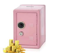 Caja fuerte mini de metal 2 llaves H: 18 cm L: 12 cm l: 9,5 cm caja de ahorro rosa