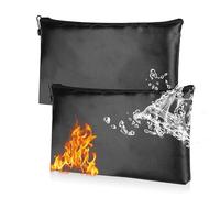 Caja fuerte para documentos, resistente al fuego, impermeable, resistente al fuego, para documentos A5, bolsa de almacenamiento con cremallera (2 unidades de 29 x 20 cm)