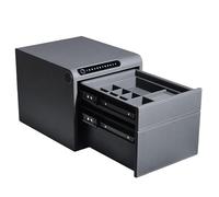 Caja Fuerte Para Joyas con Cajones, Caja Fuerte Para Almacenamiento de Joyas Envuelta en Cuero, Caja Fuerte Biométrica Para Huellas Dactilares, Teclado Digital y Cajón de Acceso Rápido