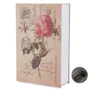 Caja fuerte para libros con cerradura de combinación, 24 x 15,5 x 5,5 cm, caja fuerte para dinero, joyas valiosas, oficina/casa - estilo libro de rosas