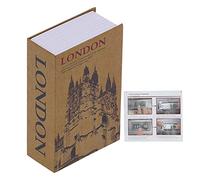 Caja fuerte para libros Mini caja de almacenamiento de dinero en forma de libro de simulación para almacenar artículos importantes Papel texturizado Acero inoxidable 18x11,6x5,5