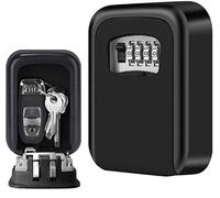 Caja fuerte para llaves, Candado de Seguridad con Combinación 4 Dígitos,Caja de Seguridad Llaves en la pareds, Adecuada para el Hogar, el Garaje y la Granja(Negro)