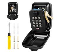 Caja fuerte para llaves montada en la pared, aprobada por la policía, caja de seguridad para llaves al aire libre, caja de seguridad grande con código de 12 dígitos reajustable con cubierta resistente