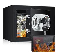 Caja fuerte para muebles de 14 L, resistente al fuego, pequeña caja fuerte para el hogar con cerradura de combinación, mini caja fuerte para dinero en efectivo, medicamentos joyas, 23×17×17 cm, negro