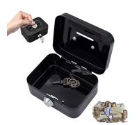 Caja Fuerte Pequeña, Caja de Dinero con Cerradura de Llave, 11,5 x 8,5 x 5,8 cm, Elegante Caja de Caudales, Caja de dinero pequeña, Caja de Dinero con Cerradura con Ranura, Con 2 Llaves(Negra)