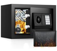 Caja fuerte pequeña para el hogar, 15 L, digital, pequeña con resistente al fuego, impermeable, con código numérico y llave, caja fuerte de seguridad para dinero, medicamentos, joyas