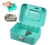 Caja Fuerte Pequeña, Verde Caja de Dinero con Cerradura de Llave, 11,5 x 8,5 x 5,8cm Caja Registradora Pequeña, Caja de Dinero pequeña, Cajas de Dinero con Cerradura con Ranura, Elegante Caja Metálica