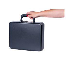 Caja fuerte portatil de acero color negro (30 x 25,5 x 9,3 cm)