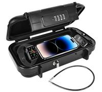 Caja fuerte portátil, resistente al agua, caja de seguridad para exteriores con combinación de 4 dígitos y cuerda de alambre extraíble, adecuada para viajes, playa, camping, oficina, coche, guarda