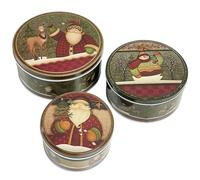 Caja Galletas Metalica Redonda, Vajilla Navidad, Bote Galletas Navideña Para Pastel Pastelería, Bombonera Navideña, Tarro Galletas Tin Con Tapa Decoracion Navidad Mesa Cajas Para Galletas Retro (D)