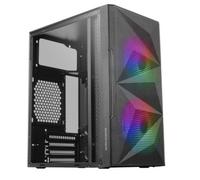 Mars Gaming MC-ME, Caja Gaming Compacta MicroATX, Ventana Lateral Completa Cristal Templado, Diseño Frontal Total-Mesh Geométrico, 2X Ventiladores FRGB 120mm, Negro