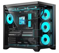Hiditec Caja Ordenador ATX PC Gaming H3 | Conexión USB Type-C | 1x12cm Ventilador y Controladora ARGB | Compatible BTF, ATX y Micro ATX | Chasis Doble Cámara | Soporta 10 Ventiladores 120mm (Negro)