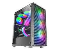 Mars Gaming MC-F Negro, Semitorre Gaming ATX, Ventana Completa Cristal Templado, Frontal Metal-Mesh, 4x Ventiladores ARGB 120mm