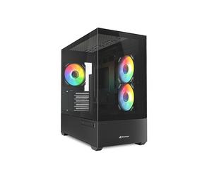 CAJA GAMING SHARKOON MK6 RGC MICRO ATX NEGRO 3XVENT 120MM 2XUSB SN FUENTE (4044951041794)