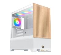 Caja gaming Xigmatek Endorphin WD blanca con frontal de madera, cristal templado y ARGB