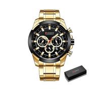 (Caja GB) Reloj de pulsera de cuarzo de acero militar para hombre con cronógrafo