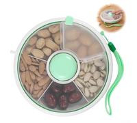 Caja giratoria de almacenamiento de aperitivos con tapa, plato de frutas multicompartimento para frutos secos, caramelos, organizador de escritorio de polipropileno + ABS para cocina, oficina, cian