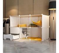 Caja Grande Cabe DE CABA Interior - Pequeños Animales Pequeño Cage DIY Alambre de Alambre Cierro Cierras de Gato Cagas Interiores Grandes con Caja de Arena para 1-2 Gatos, hurón, Chinchilla, Conejo,