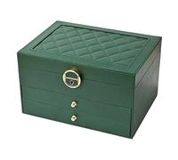 Caja grande for guardar joyas, organizador multicapa for collares, pendientes y de cuero. Cajas presentación para Joyas y Pendientes(Green)