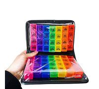 Caja grande para tabletas de 14 días por la mañana al mediodía por la noche, pastillero de 4 compartimentos, sin BPA, pastillero, arco iris píldoras para medicamentos, vitaminas, aceite de pescado