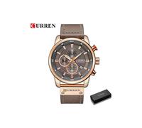 (Caja gris rosa) Relojes deportivos militares de marca de lujo Curren para hombre, reloj de cuarzo para